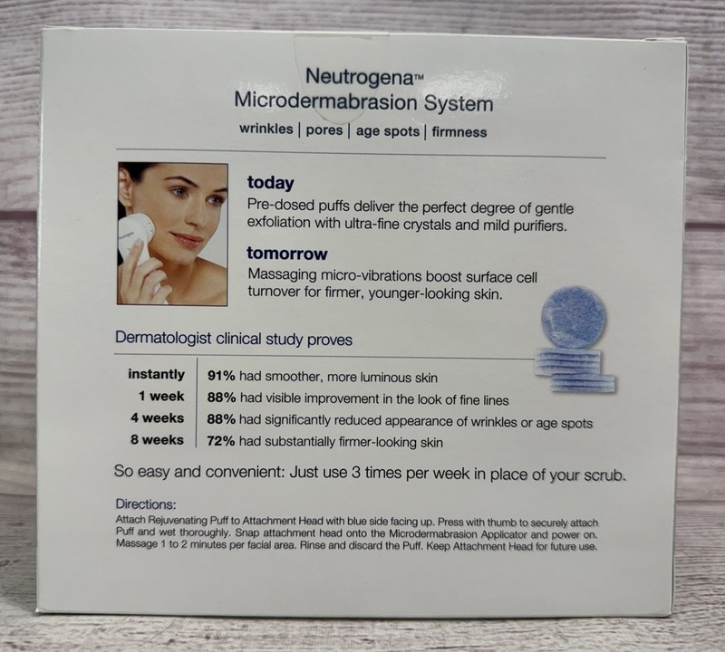 Neutrogena Microdermabrasion System Kit + 12 Rejuvenating Puffs New in Box Seal gallery