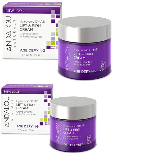 Andalou Naturals Age Defying Hyaluronic DMAE Lift & Firm Cream 1.7 oz PACK OF 2