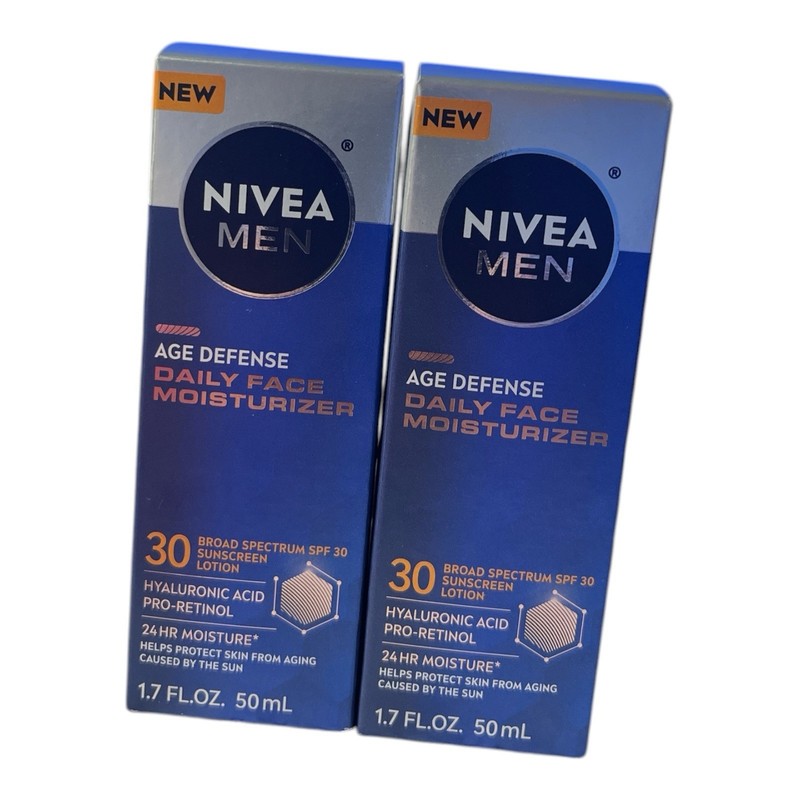 NEW Nivea Men Age Defense Face Moisturizer SPF 30 1.7oz (2 Pack) Exp 12/2026