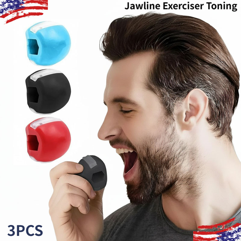 3PCS Jawline Exerciser Mouth Exercise Fitness Ball Neck Face Jaw Trainer Toning