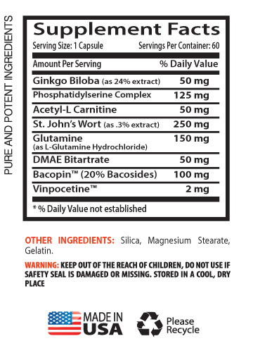 increase mental awareness, BRAIN & MEMORY BOOSTER 777mg 1B, ginkgo leaf extract gallery