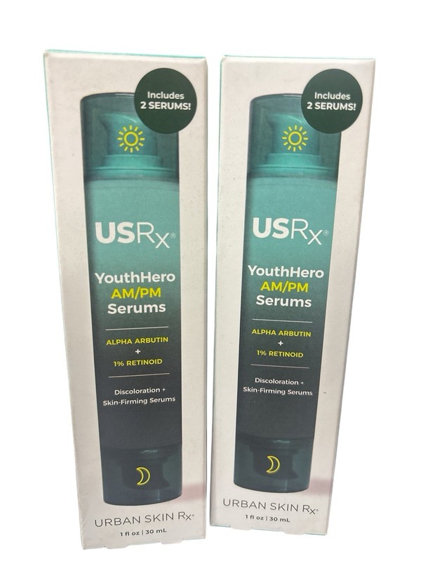 2 (1oz each) Urban Skin Rx YouthHero AM/PM Serums 2-in-1 Dual Formula