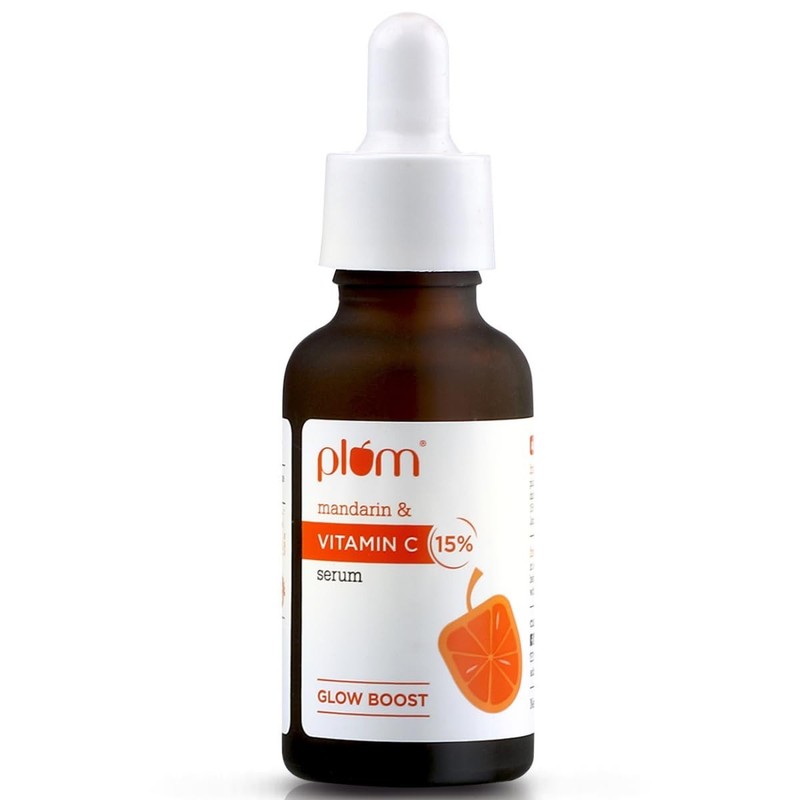 Plum Mandarin & 15% Vitamin C Glow Face Serum Dermat Tested To Fight Dark Spots
