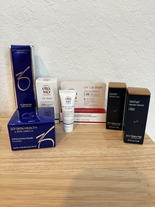 NEW Zo Skin HealthAOX Serum, Exfoliating Polish, Elta MD UV Lip Balm, AlphaRet