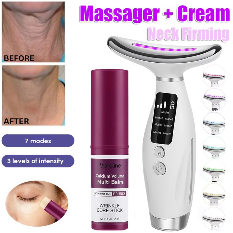 7in1 LED Neck Face Lifting Tightening Massager & Moisturizing Stick Anti Wrinkle