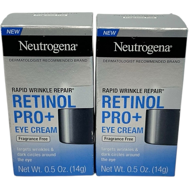 2~Neutrogena Rapid Wrinkle Repair Retinol Pro+Eye Cream Fragrance Free 0.5oz