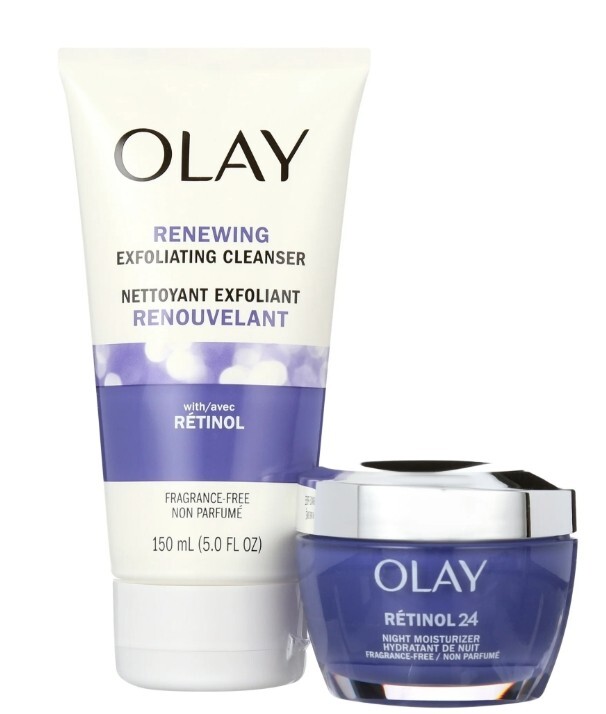 Olay Duo Pack Smoother, Brighter Skin in 1 Night -Night Moisturizer, Cleanser –
