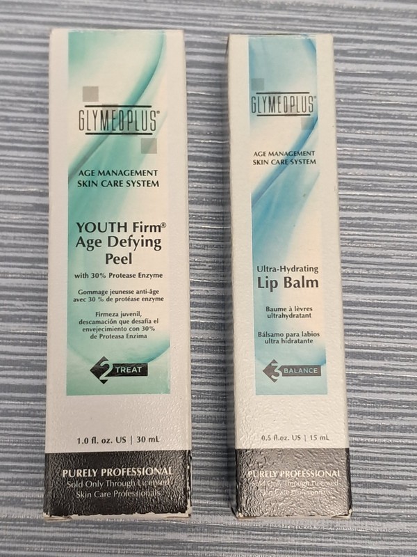 GlyMed Plus Age Management Age Defying Peel 1 Oz 30% Protease Enz + Lip Balm NEW gallery