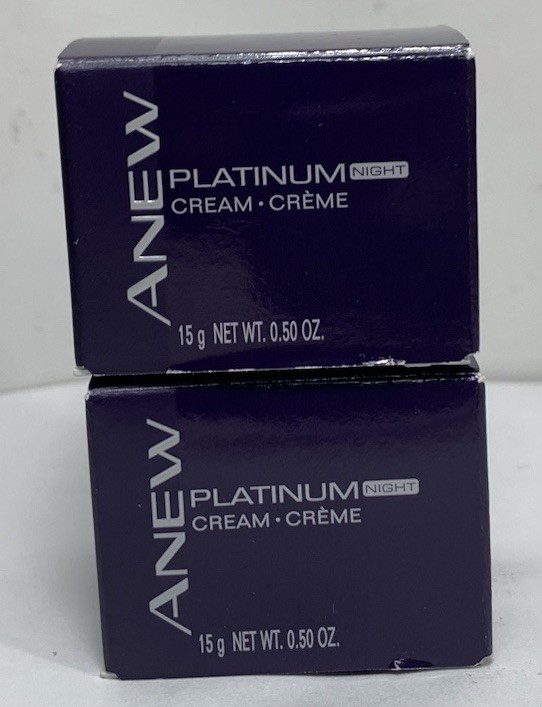 X2 Avon Anew Platinum NIGHT Cream TRAVEL SIZE 15 g / 0.5 fl oz New in Box NIB