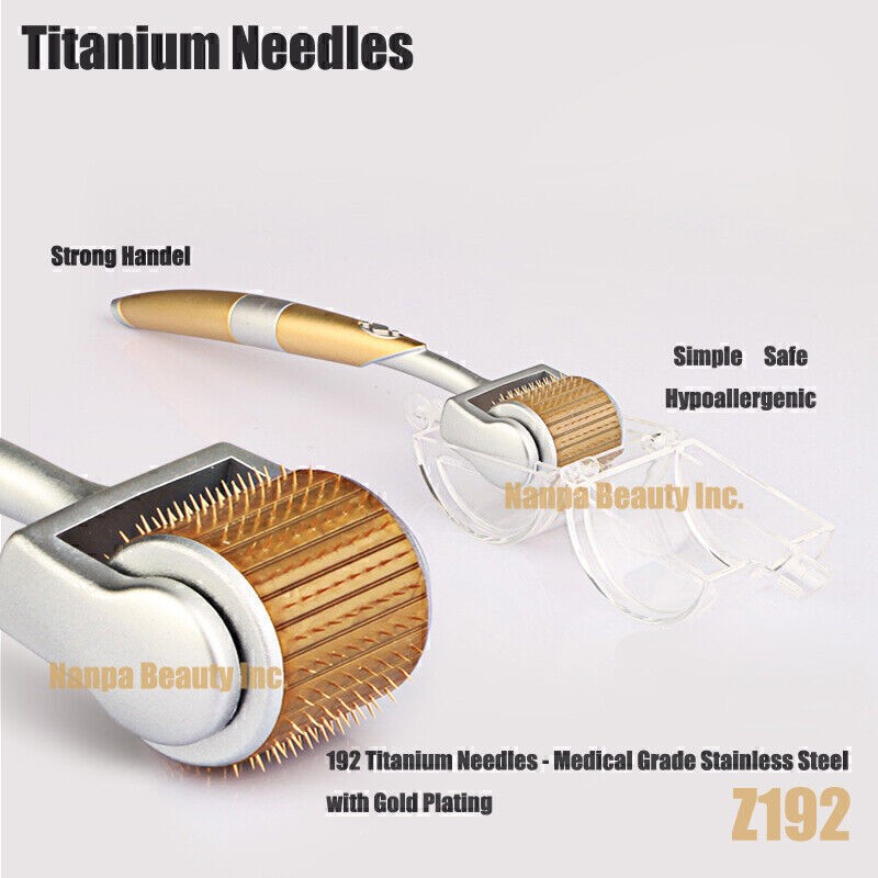 192 Pins Titanium Gold Derma Roller For Face Body Anti Acne Scars Wrinkles USA
